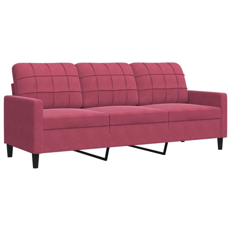 Casa si Gradina - Mobilier - Seturi de mobilier - Seturi living - Set canapea cu perne/rulouri, 3 piese, rosu vin, catifea - Infinity.ro