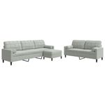 Casa si Gradina - Mobilier - Seturi de mobilier - Seturi living - Set de canapele cu perne, 3 piese, gri deschis, catifea - Infinity.ro
