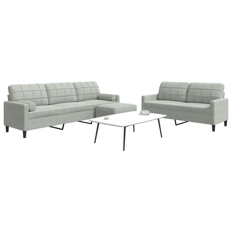 Casa si Gradina - Mobilier - Seturi de mobilier - Seturi living - Set de canapele cu perne, 3 piese, gri deschis, catifea - Infinity.ro