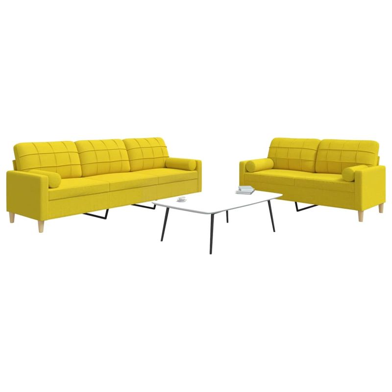 Casa si Gradina - Mobilier - Seturi de mobilier - Seturi living - Set de canapele cu perne rulou, 2 piese, galben deschis, textil - Infinity.ro