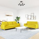 Casa si Gradina - Mobilier - Seturi de mobilier - Seturi living - Set de canapele cu perne rulou, 2 piese, galben deschis, textil - Infinity.ro