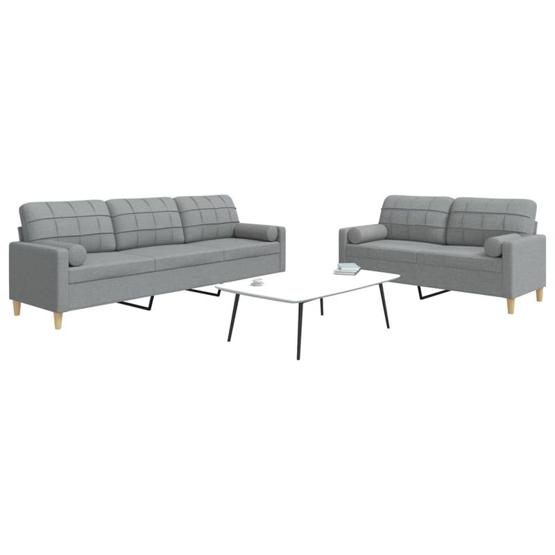 Casa si Gradina - Mobilier - Seturi de mobilier - Seturi living - Set de canapele cu perne, 2 piese, gri deschis, textil - Infinity.ro