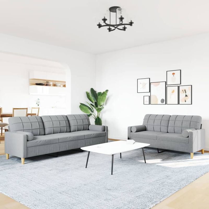 Casa si Gradina - Mobilier - Seturi de mobilier - Seturi living - Set de canapele cu perne, 2 piese, gri deschis, textil - Infinity.ro