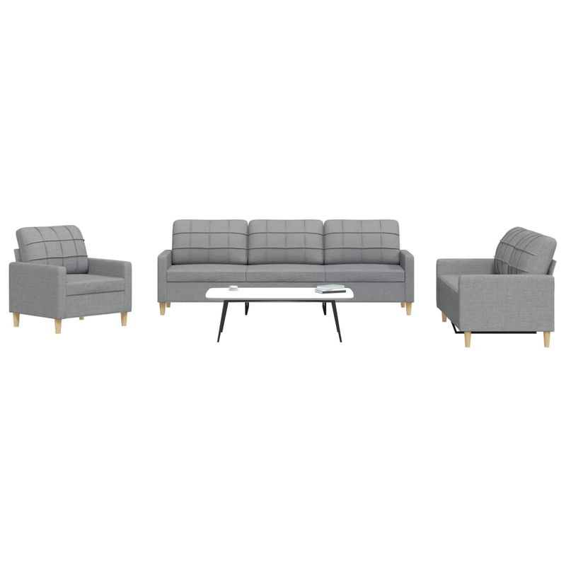 Casa si Gradina - Mobilier - Seturi de mobilier - Seturi living - Set de canapele, 3 piese, gri deschis, textil - Infinity.ro