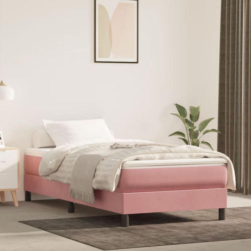 Casa si Gradina - Mobilier - Saltele si somiere - Saltele - Saltea de pat cu arcuri, roz, 100x210x20 cm, catifea - Infinity.ro