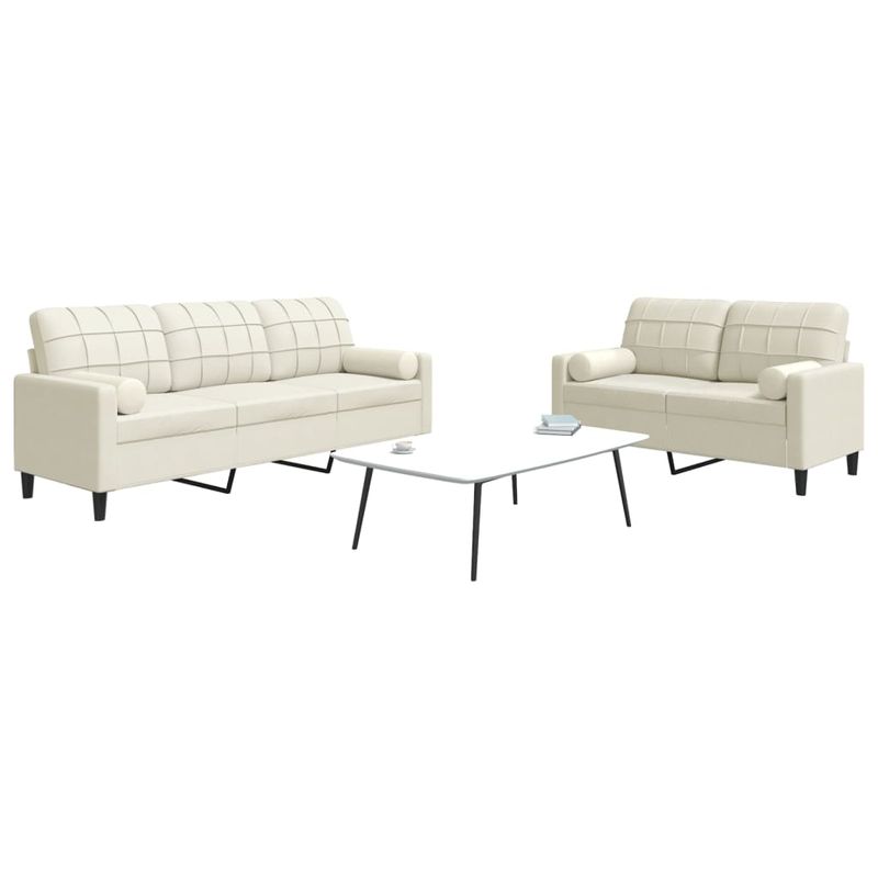 Casa si Gradina - Mobilier - Seturi de mobilier - Seturi living - Set de canapele cu perne/rulouri, 2 piese, crem, catifea - Infinity.ro