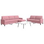 Casa si Gradina - Mobilier - Seturi de mobilier - Seturi living - Set de canapele cu perne, 3 piese, roz, catifea - Infinity.ro