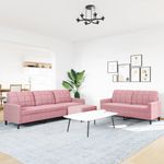 Casa si Gradina - Mobilier - Seturi de mobilier - Seturi living - Set de canapele cu perne, 3 piese, roz, catifea - Infinity.ro
