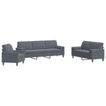 Casa si Gradina - Mobilier - Seturi de mobilier - Seturi living - Set de canapele cu perne/rulouri, 3 piese, gri inchis, catifea - Infinity.ro