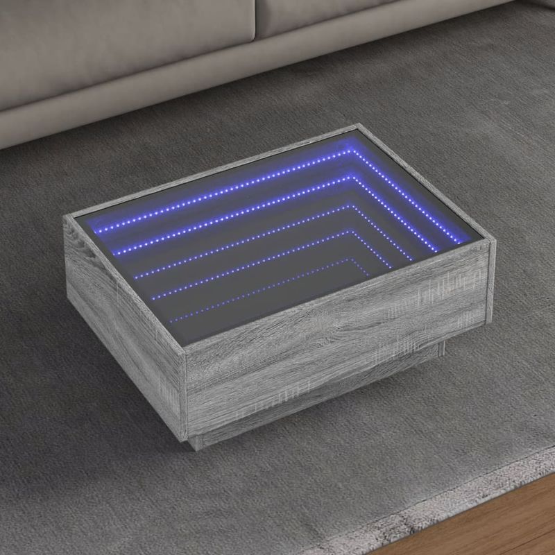 Casa si Gradina - Mobilier - Mese si birouri - Masute de cafea - Masuta de cafea cu LED sonoma gri 70x50x30 cm lemn prelucrat - Infinity.ro