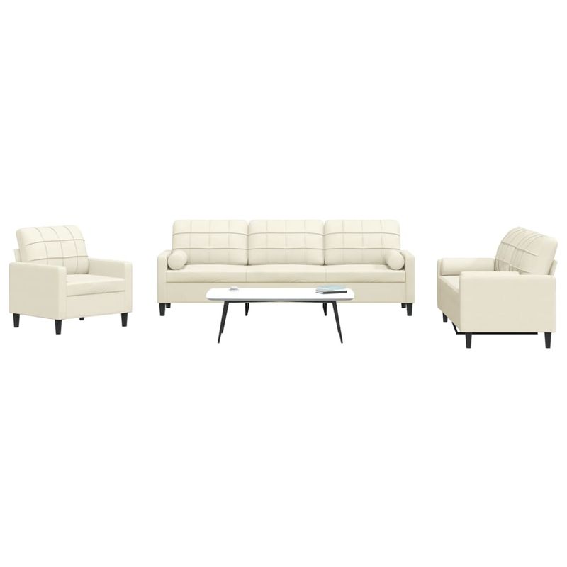Casa si Gradina - Mobilier - Seturi de mobilier - Seturi living - Set de canapele cu perne/rulouri, 3 piese, crem, catifea - Infinity.ro