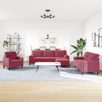 Casa si Gradina - Mobilier - Seturi de mobilier - Seturi living - Set canapea cu perne/rulouri, 4 piese, rosu vin, catifea - Infinity.ro