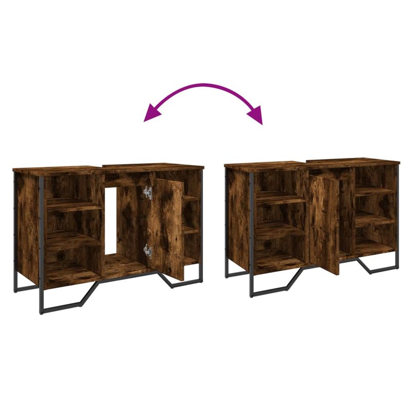 Casa si Gradina - Mobilier - Mobilier baie - Comode baie - Dulap chiuveta baie, stejar fumuriu, 91x35x60 cm lemn prelucrat - Infinity.ro