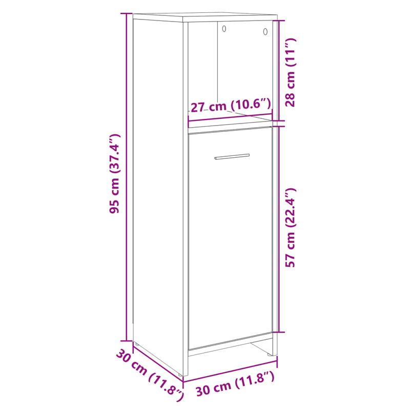 Casa si Gradina - Mobilier - Mobilier baie - Comode baie - Dulap de baie, stejar Sonoma, 30 x 30 x 95 cm, PAL - Infinity.ro