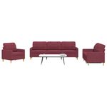 Casa si Gradina - Mobilier - Seturi de mobilier - Seturi living - Set de canapea, 3 piese, rosu vin, material textil - Infinity.ro
