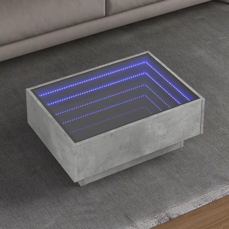 Casa si Gradina - Mobilier - Mese si birouri - Masute de cafea - Masuta de cafea cu LED, gri beton, 70x50x30 cm, lemn prelucrat - Infinity.ro