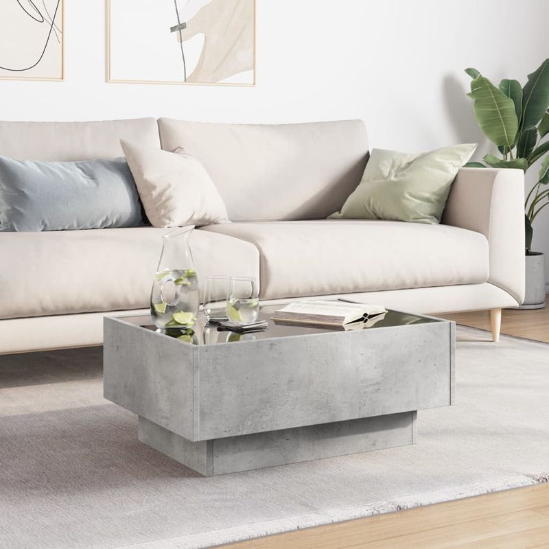 Casa si Gradina - Mobilier - Mese si birouri - Masute de cafea - Masuta de cafea cu LED, gri beton, 70x50x30 cm, lemn prelucrat - Infinity.ro