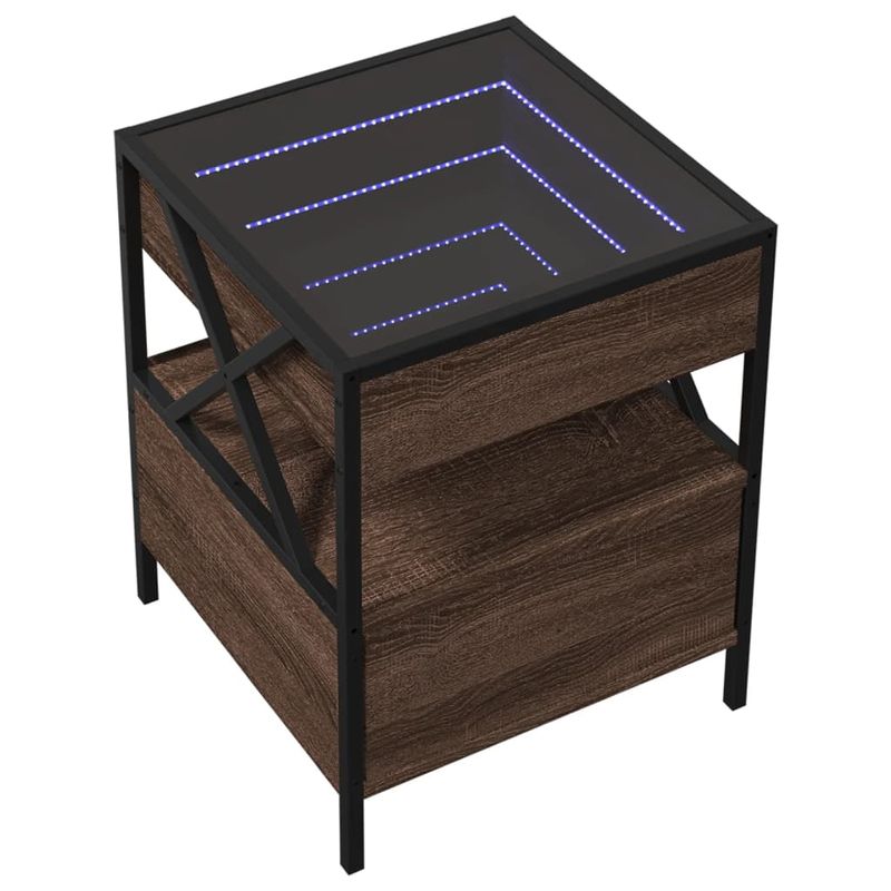 Casa si Gradina - Mobilier - Comode si corpuri - Noptiere - Noptiera cu LED infinity, stejar maro, 40x40x51 cm - Infinity.ro