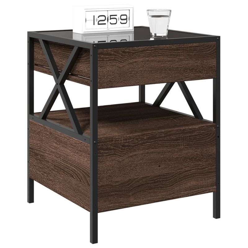 Casa si Gradina - Mobilier - Comode si corpuri - Noptiere - Noptiera cu LED infinity, stejar maro, 40x40x51 cm - Infinity.ro