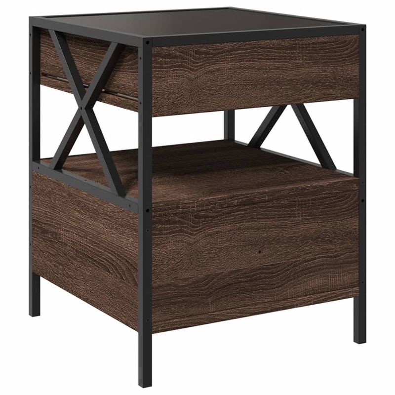 Casa si Gradina - Mobilier - Comode si corpuri - Noptiere - Noptiera cu LED infinity, stejar maro, 40x40x51 cm - Infinity.ro