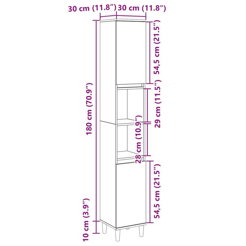 Casa si Gradina - Mobilier - Mobilier baie - Corpuri baie - Dulap de baie, stejar sonoma, 30x30x190 cm, lemn prelucrat - Infinity.ro