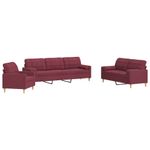 Casa si Gradina - Mobilier - Seturi de mobilier - Seturi living - Set canapea cu perne, 3 piese, rosu vin, material textil - Infinity.ro
