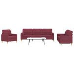 Casa si Gradina - Mobilier - Seturi de mobilier - Seturi living - Set canapea cu perne, 3 piese, rosu vin, material textil - Infinity.ro