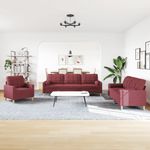 Casa si Gradina - Mobilier - Seturi de mobilier - Seturi living - Set canapea cu perne, 3 piese, rosu vin, material textil - Infinity.ro