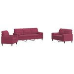 Casa si Gradina - Mobilier - Seturi de mobilier - Seturi living - Set canapea cu perne/rulouri, 3 piese, rosu vin, catifea - Infinity.ro