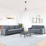 Casa si Gradina - Mobilier - Seturi de mobilier - Seturi living - Set de canapele cu perne/rulouri, 2 piese, gri inchis, catifea - Infinity.ro