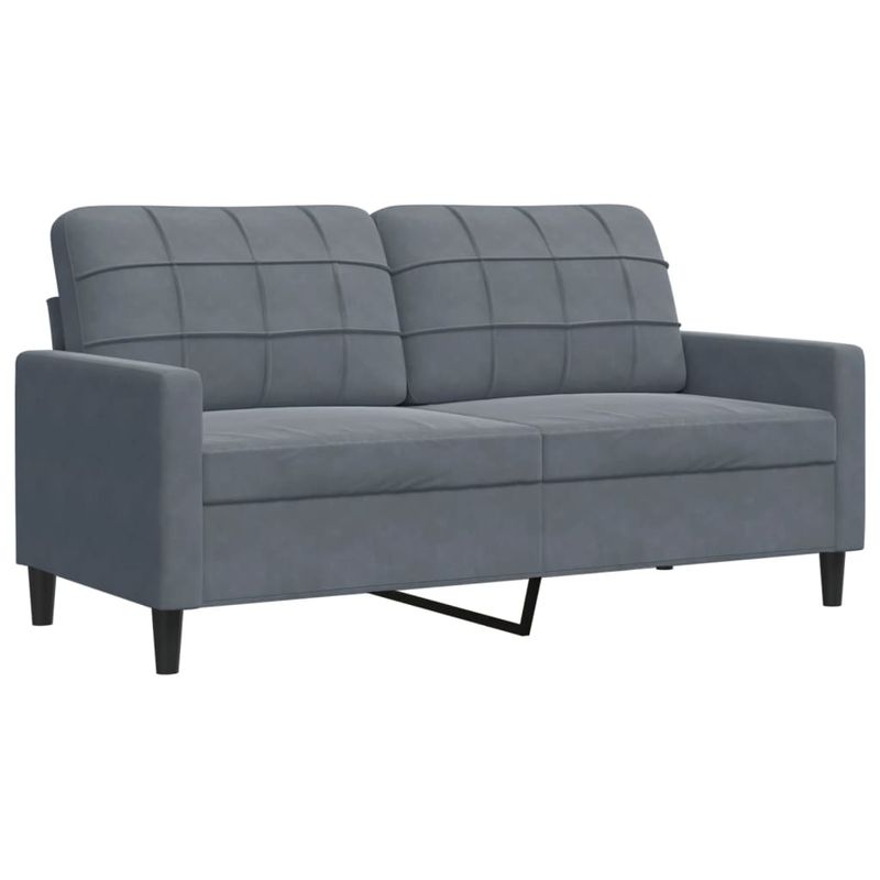 Casa si Gradina - Mobilier - Seturi de mobilier - Seturi living - Set de canapele cu perne/rulouri, 2 piese, gri inchis, catifea - Infinity.ro