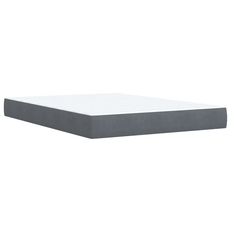 Casa si Gradina - Mobilier - Paturi si accesorii - Paturi - Pat box spring cu saltea, gri inchis, 140x190 cm, catifea - Infinity.ro