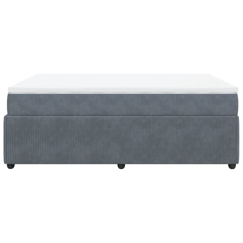 Casa si Gradina - Mobilier - Paturi si accesorii - Paturi - Pat box spring cu saltea, gri inchis, 140x190 cm, catifea - Infinity.ro
