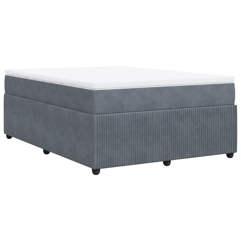 Casa si Gradina - Mobilier - Paturi si accesorii - Paturi - Pat box spring cu saltea, gri inchis, 140x190 cm, catifea - Infinity.ro