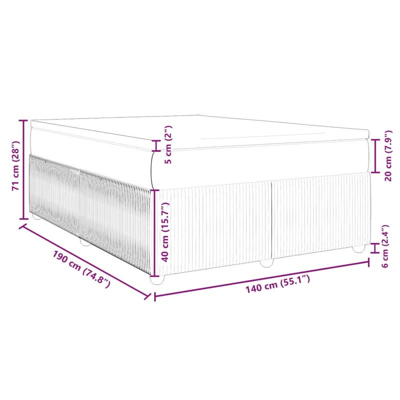 Casa si Gradina - Mobilier - Paturi si accesorii - Paturi - Pat box spring cu saltea, gri inchis, 140x190 cm, catifea - Infinity.ro