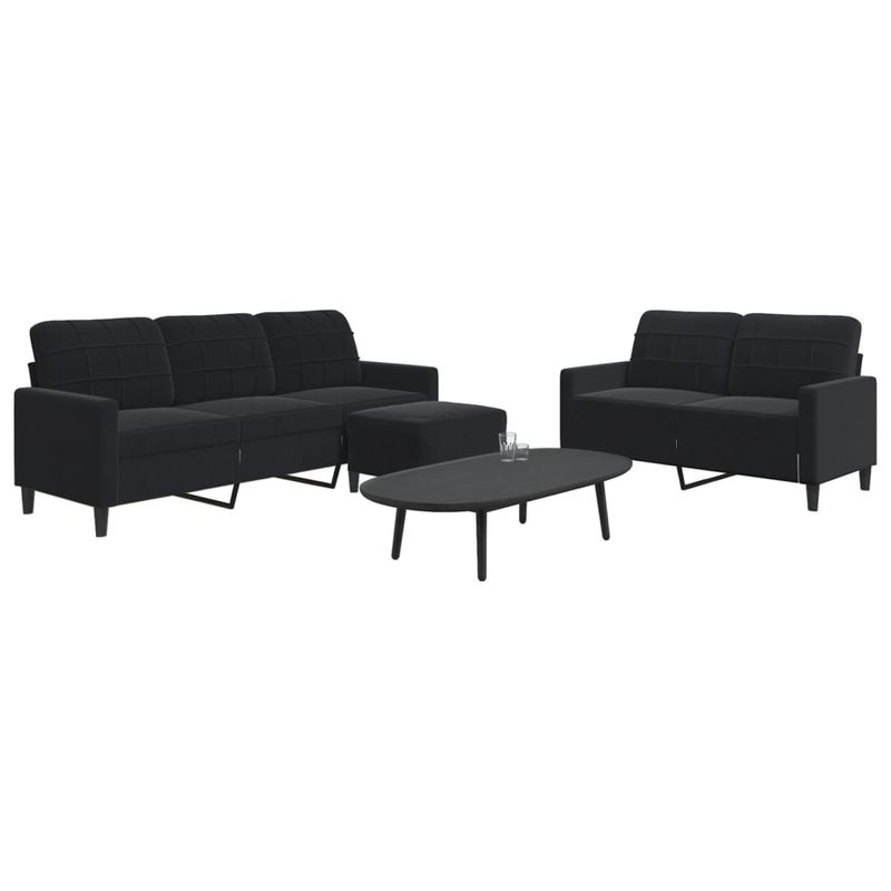 Casa si Gradina - Mobilier - Seturi de mobilier - Seturi living - Set de canapele cu perne, 3 piese, negru, catifea - Infinity.ro