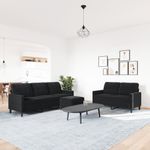 Casa si Gradina - Mobilier - Seturi de mobilier - Seturi living - Set de canapele cu perne, 3 piese, negru, catifea - Infinity.ro