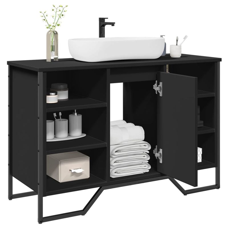 Casa si Gradina - Mobilier - Mobilier baie - Comode baie - Dulap pentru chiuveta baie, negru, 91x35x60 cm, lemn prelucrat - Infinity.ro