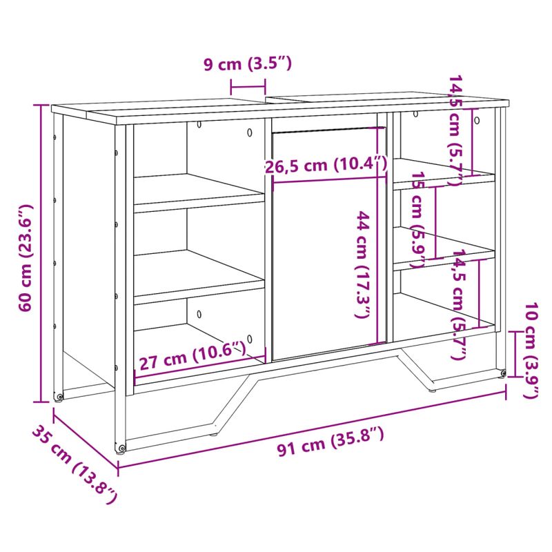 Casa si Gradina - Mobilier - Mobilier baie - Comode baie - Dulap pentru chiuveta baie, negru, 91x35x60 cm, lemn prelucrat - Infinity.ro