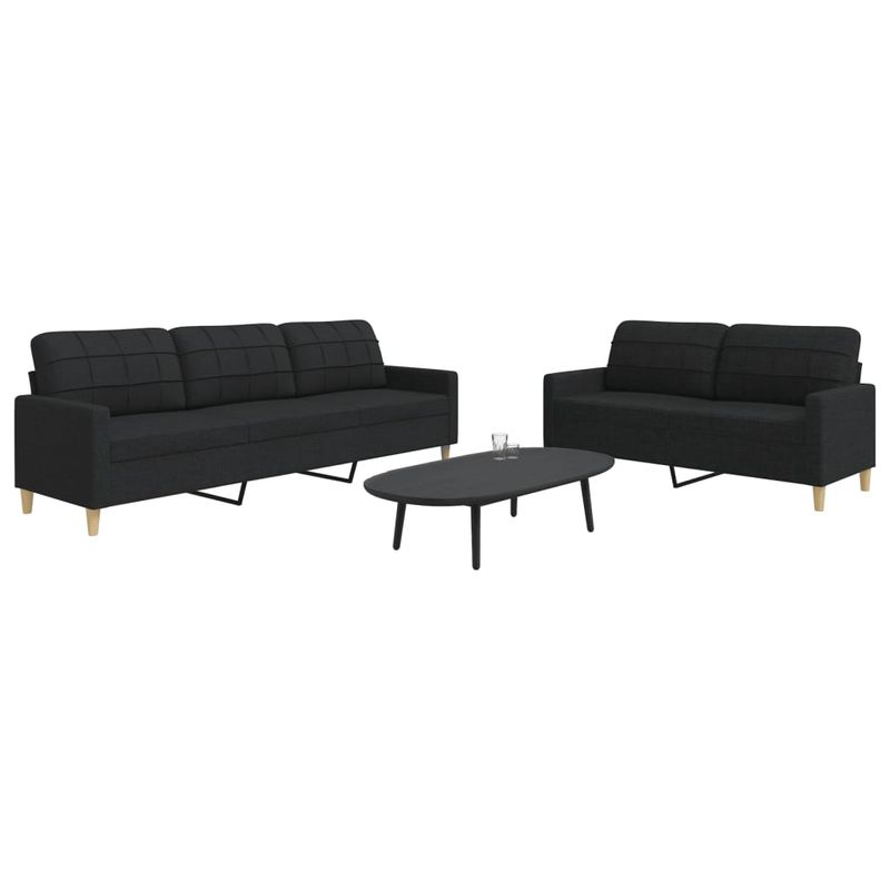Casa si Gradina - Mobilier - Seturi de mobilier - Seturi living - Set de canapele, 2 piese, negru, material textil - Infinity.ro