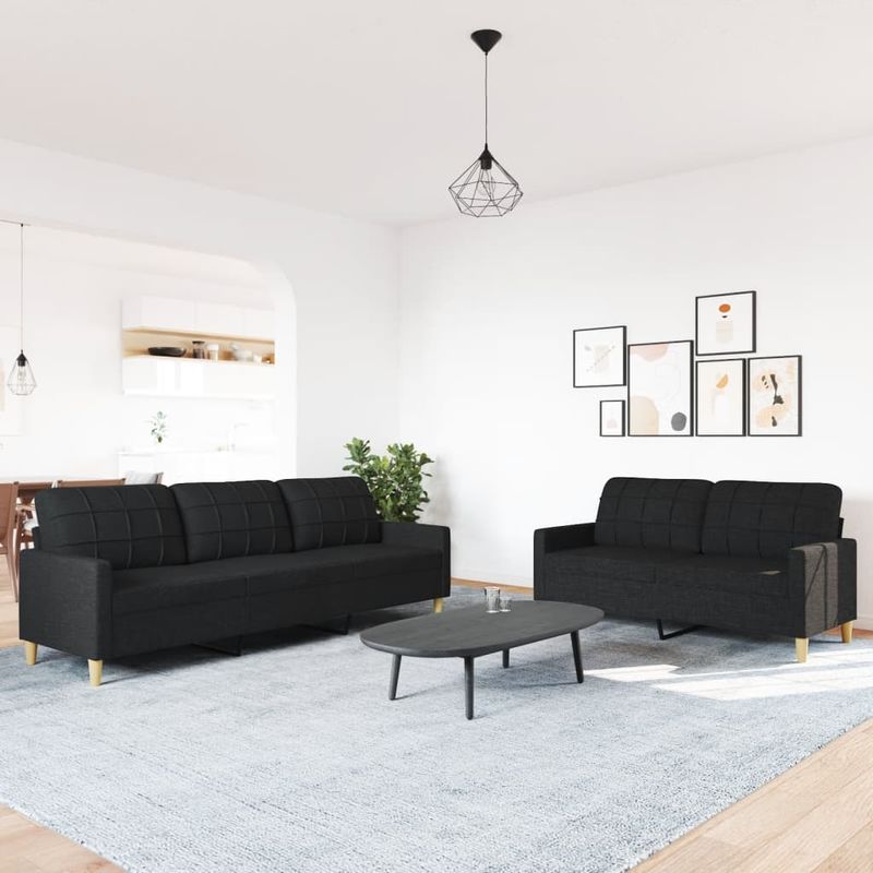 Casa si Gradina - Mobilier - Seturi de mobilier - Seturi living - Set de canapele, 2 piese, negru, material textil - Infinity.ro