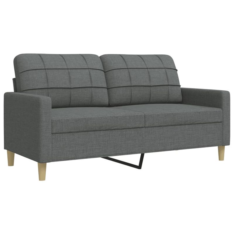 Casa si Gradina - Mobilier - Seturi de mobilier - Seturi living - Set de canapele cu taburet, 3 piese, gri inchis, textil - Infinity.ro