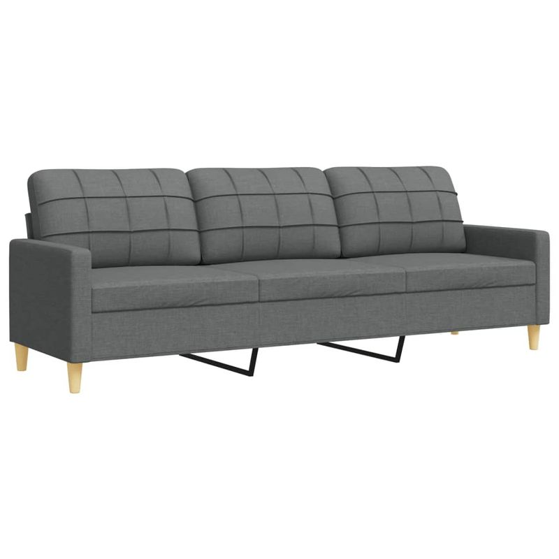 Casa si Gradina - Mobilier - Seturi de mobilier - Seturi living - Set de canapele cu taburet, 3 piese, gri inchis, textil - Infinity.ro
