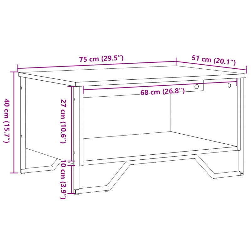 Casa si Gradina - Mobilier - Mese si birouri - Masute de cafea - Masuta de cafea, stejar fumuriu, 75x51x40 cm, lemn prelucrat - Infinity.ro