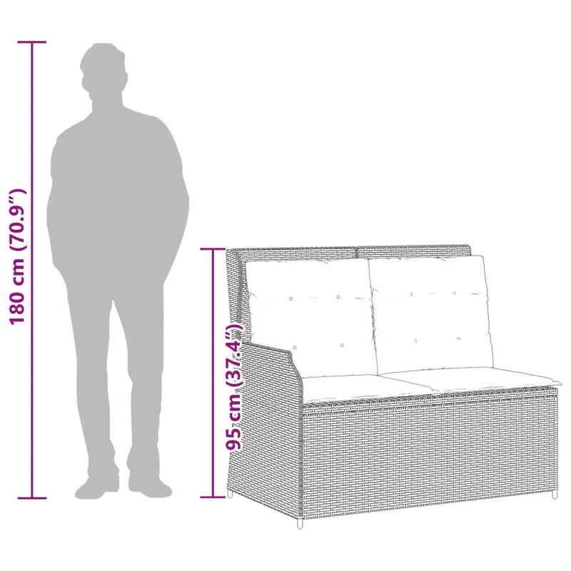 Casa si Gradina - Gradina si terasa - Mobilier exterior - Bancute de gradina - Banca de gradina rabatabila cu perne, bej, poliratan - Infinity.ro