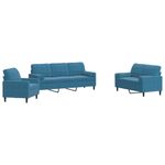Casa si Gradina - Mobilier - Seturi de mobilier - Seturi living - Set de canapele cu perne/rulouri, 3 piese, albastru, catifea - Infinity.ro