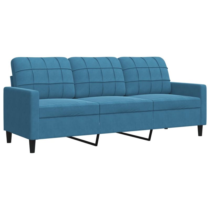 Casa si Gradina - Mobilier - Seturi de mobilier - Seturi living - Set de canapele cu perne/rulouri, 3 piese, albastru, catifea - Infinity.ro