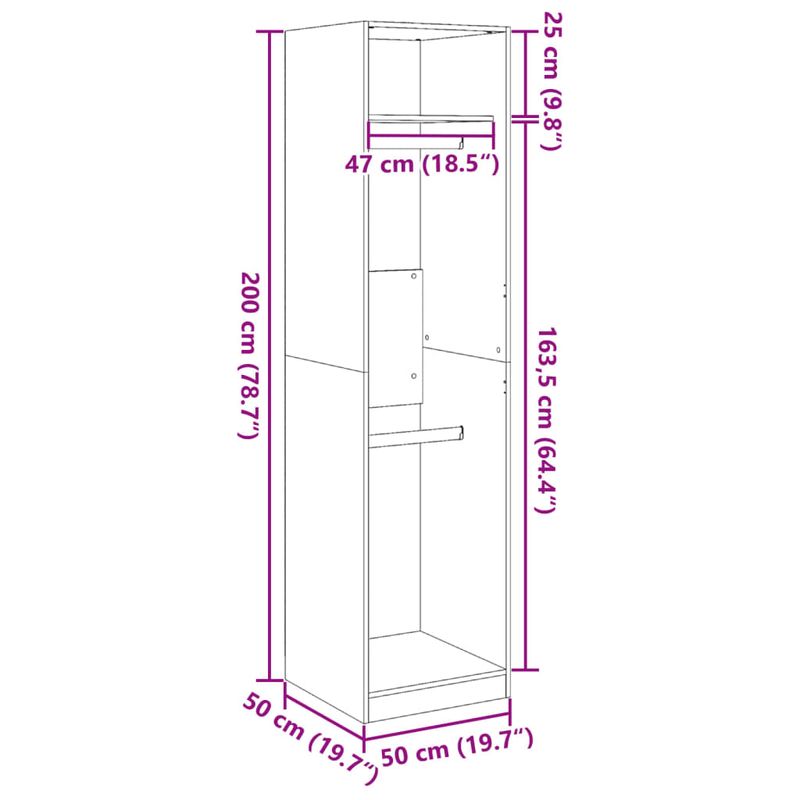 Casa si Gradina - Mobilier - Dulapuri si sifoniere - Sifoniere - Sifonier, stejar fumuriu, 50x50x200 cm, lemn prelucrat, cantitate 1 raft - Infinity.ro