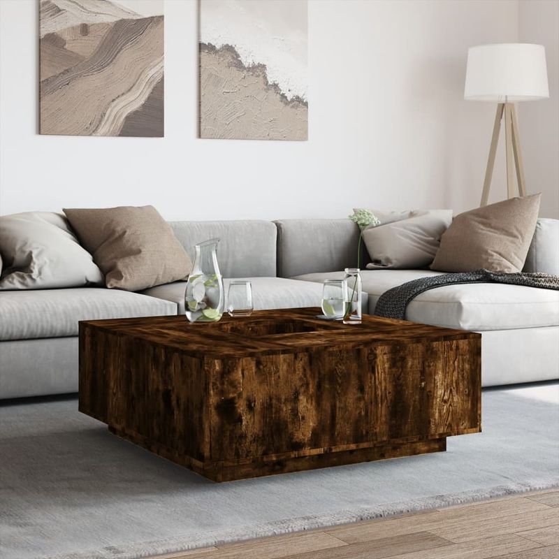 Casa si Gradina - Mobilier - Mese si birouri - Masute de cafea - Masuta de cafea stejar fumuriu 100x100x40 cm din lemn prelucrat - Infinity.ro