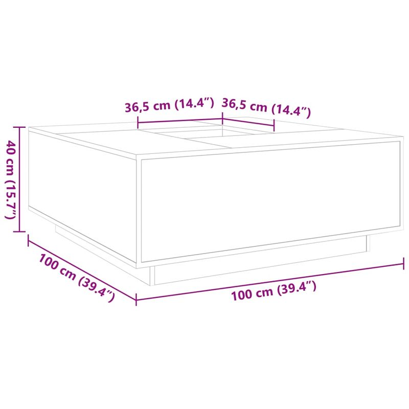 Casa si Gradina - Mobilier - Mese si birouri - Masute de cafea - Masuta de cafea stejar fumuriu 100x100x40 cm din lemn prelucrat - Infinity.ro
